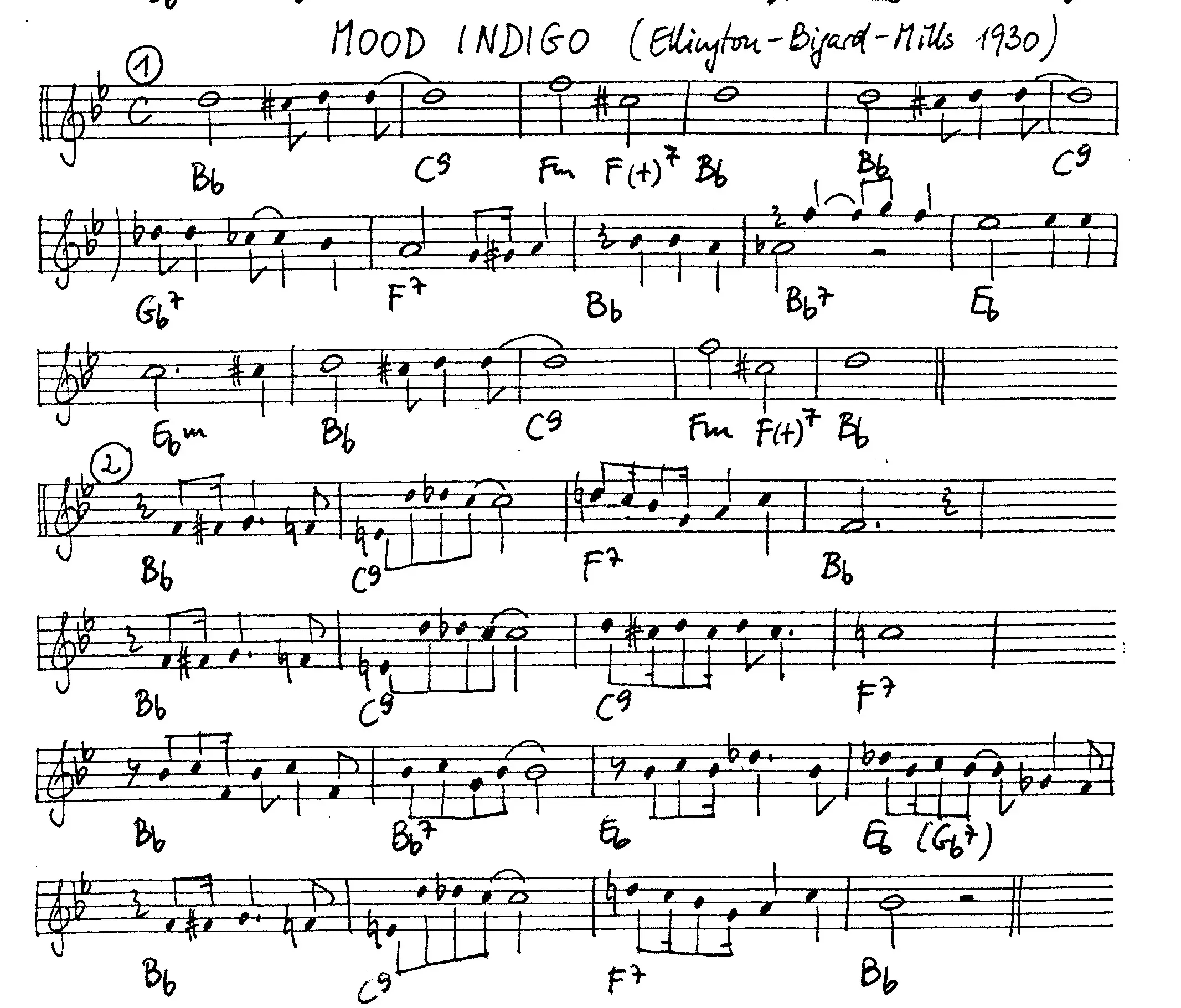 mood indigo free jazz leadsheet - Courtesy of the Jungle Jazz Band